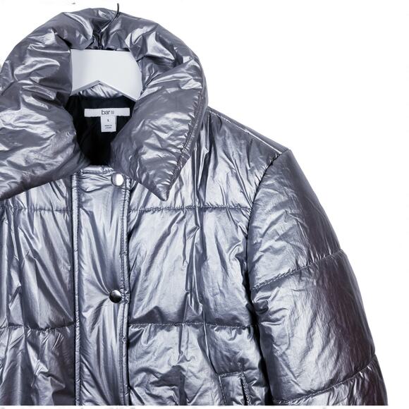 bar III Silver Metallic Puffer Jacket - Small - Picture 5 of 15